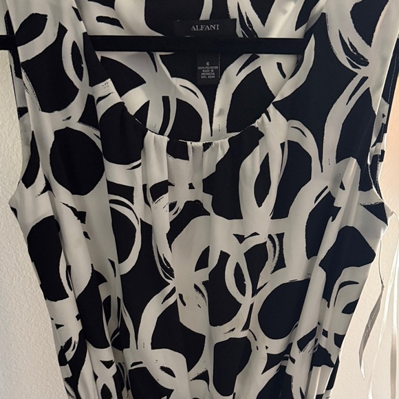 Alfani Black and White Abstract Midi Dress - Picture 3 of 6